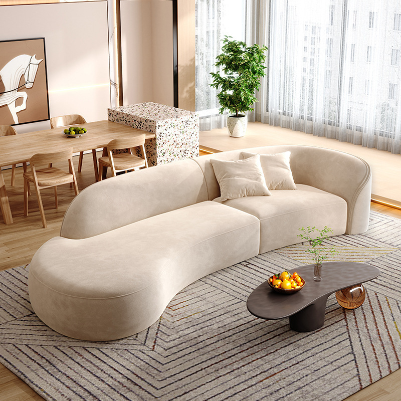 Soft Round Modern Couch Simple Curved Fabric Sofa