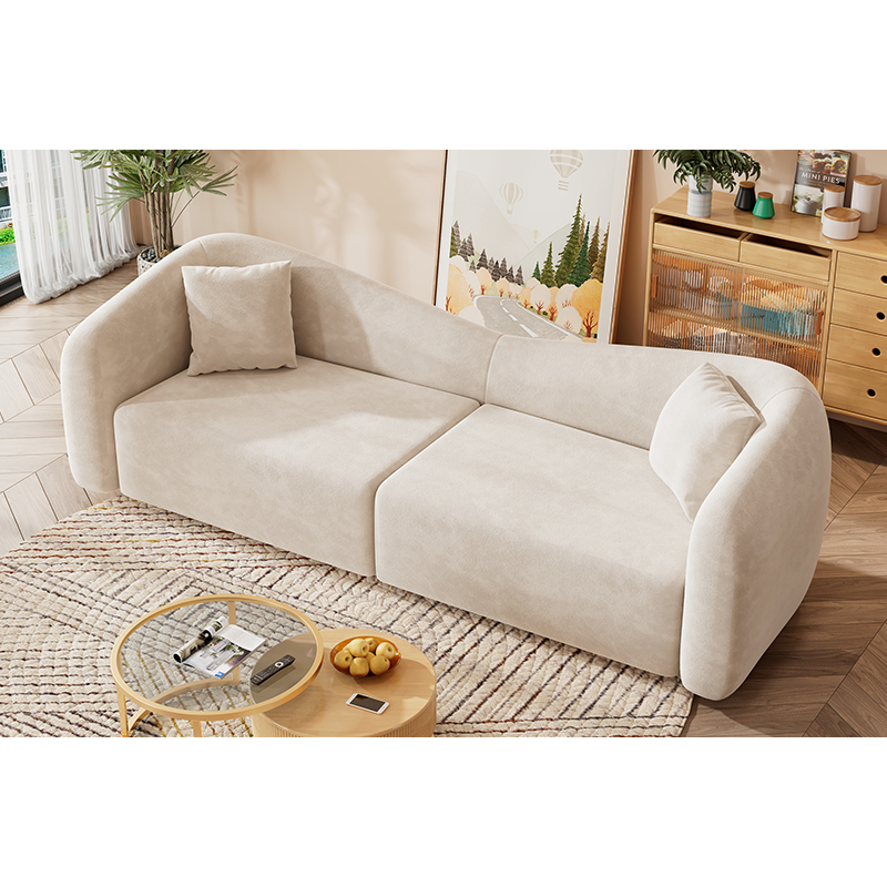 Contemporary White Fabric Sofa with Arm