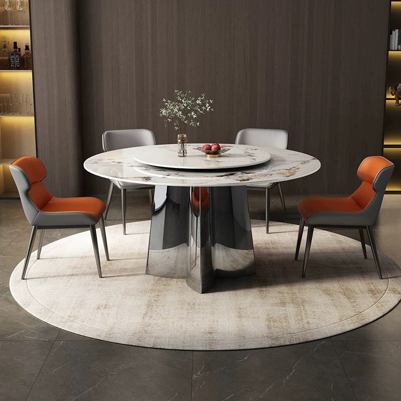 Dining Table Set with Sintered Stone and Steel