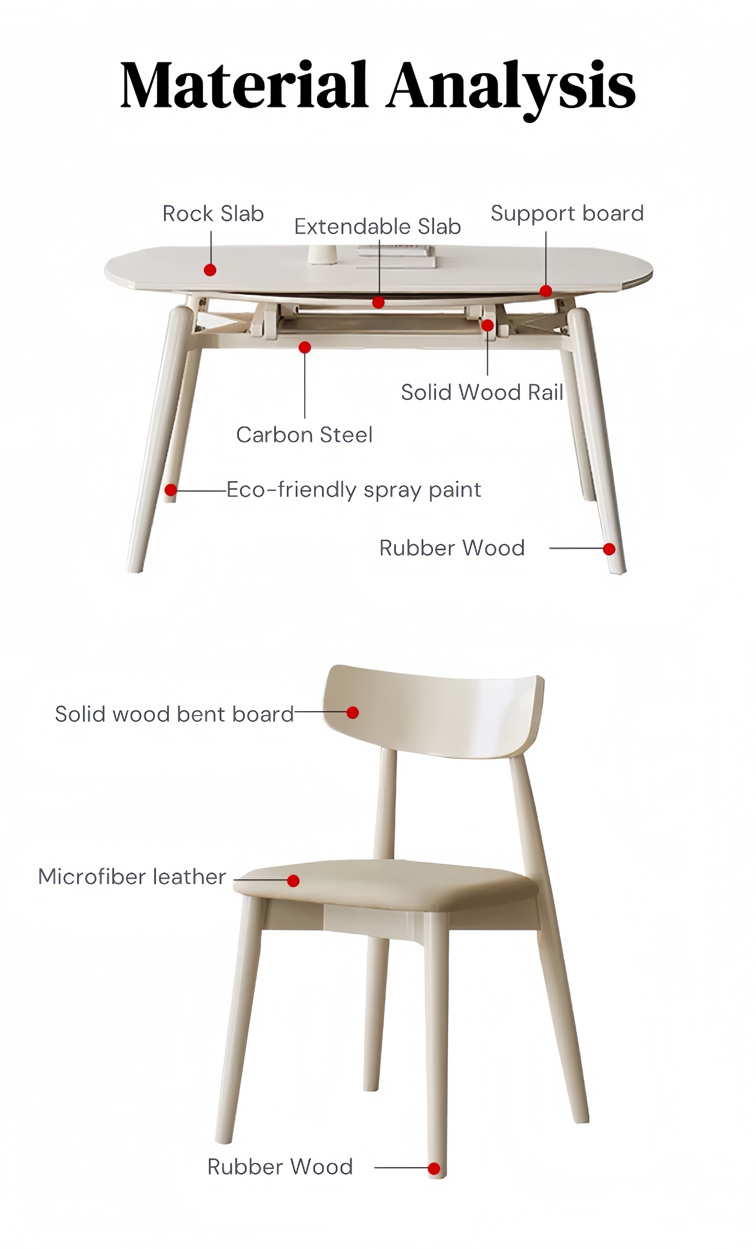 Cream Extendable Dining Table