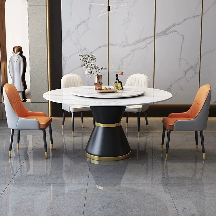 Round Slate Dining Set With Turntable