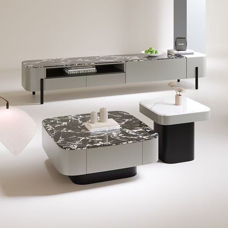 Italian-Style Square TV Stand & Coffee Table Combo