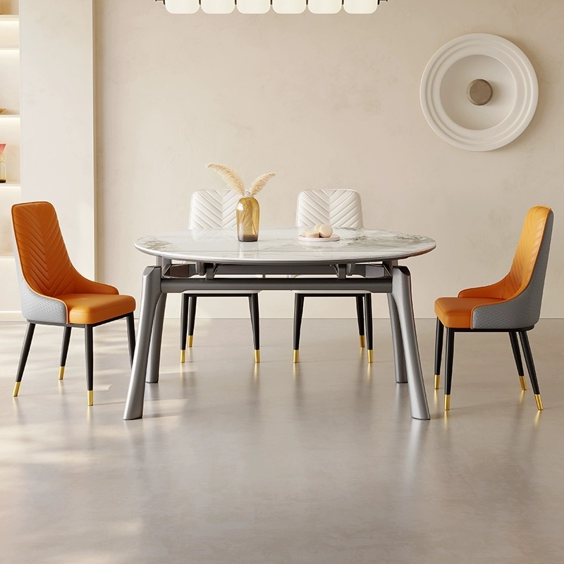 Folding Slate Table Solid Wood Frame Dining Set