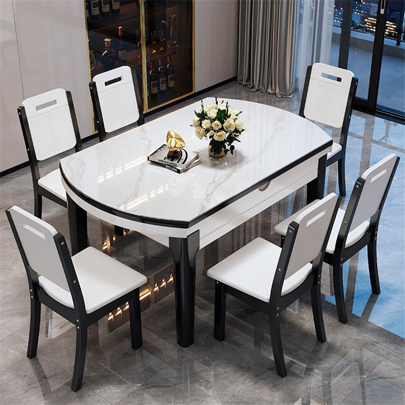 Extendable Slate Dining Table Set For 6