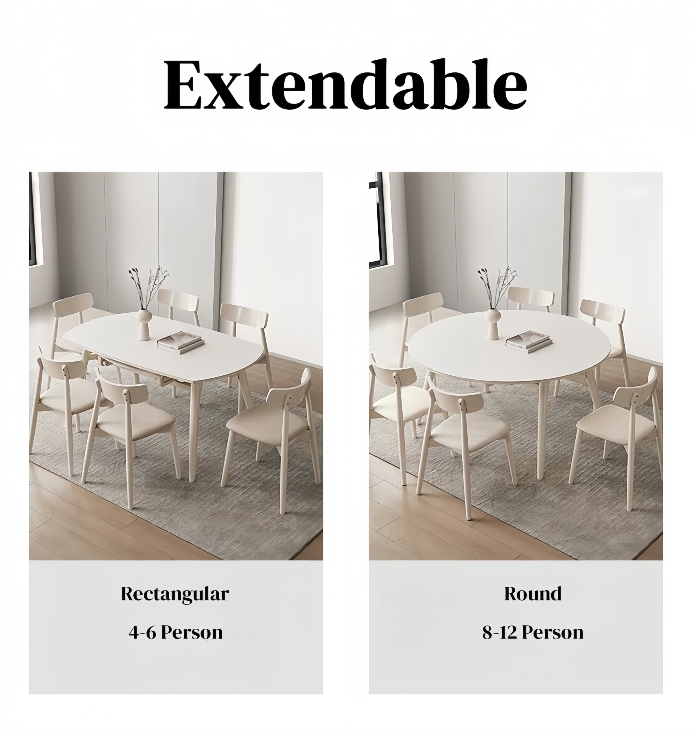 Cream Extendable Dining Table