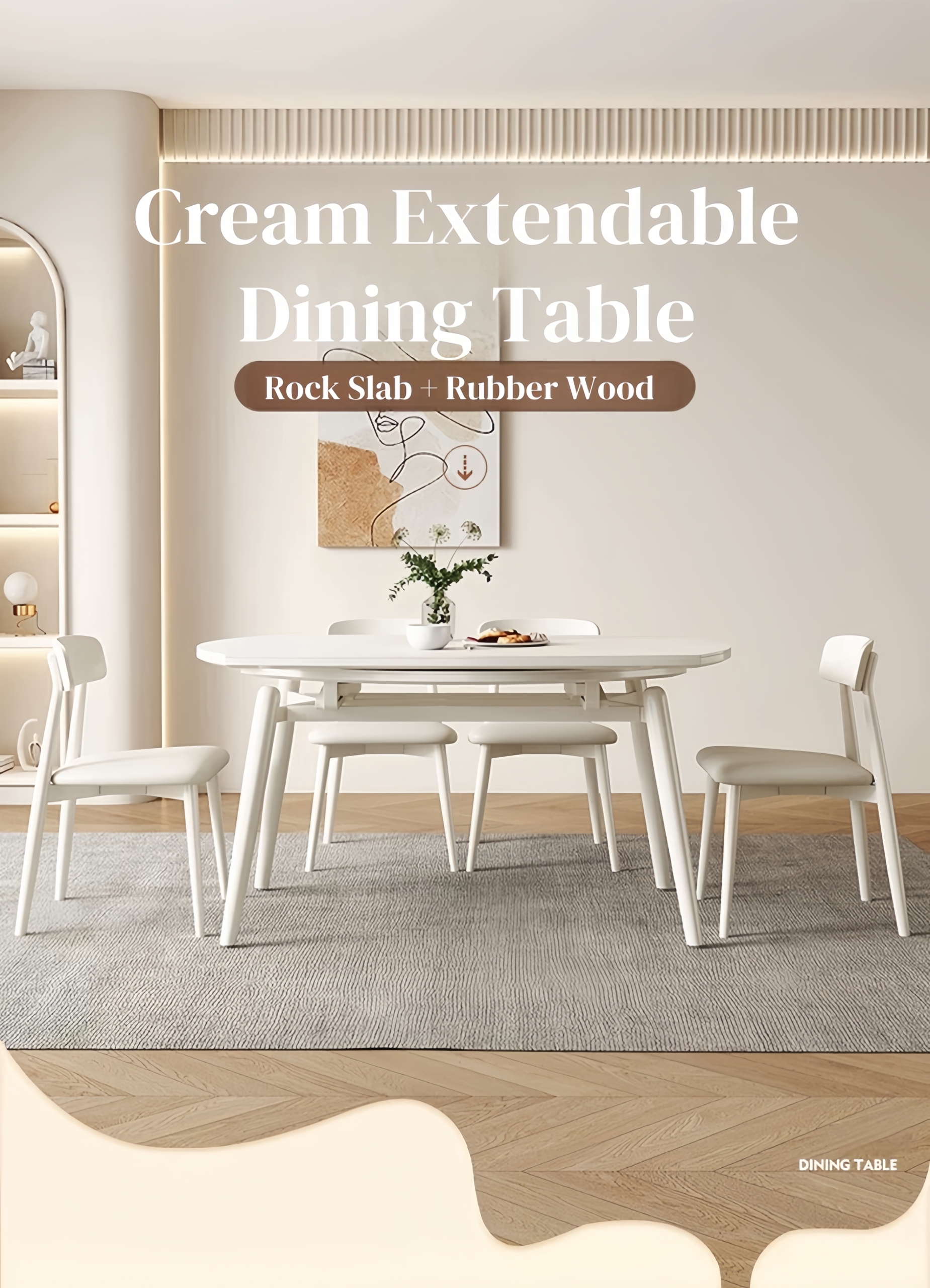 Cream Extendable Dining Table